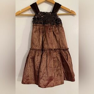 David Charles Girl’s Size 2T Designer Girls Beautiful Dress Brown Sequin Tulle